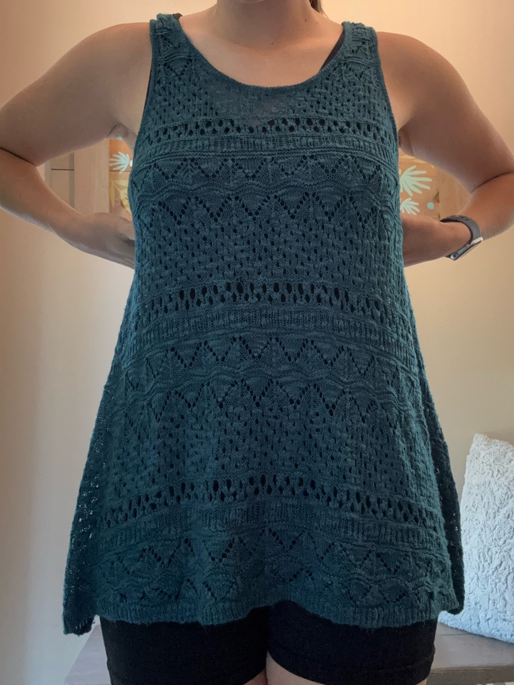Pink Republic Teal Crochet Knit Tank Top